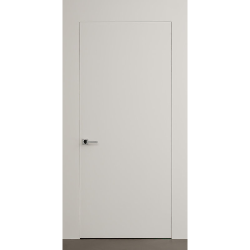Primed White Pine Solid Core Frameless Interior Door with Satin Nickel Hinges