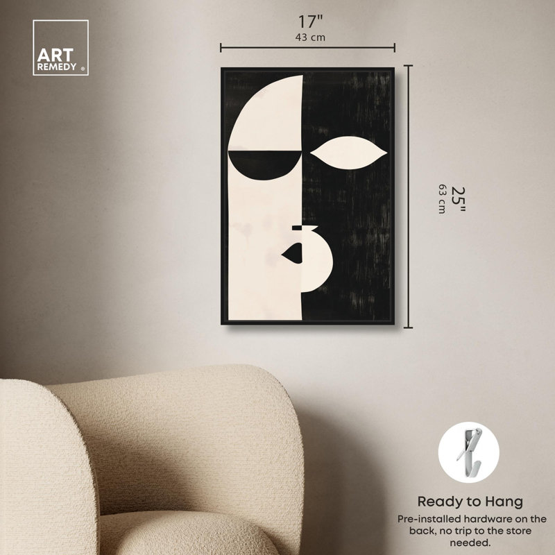 «Divided Self I» par Art Remedy, H 25 po x l 17 po, Cadre flottant, Noir