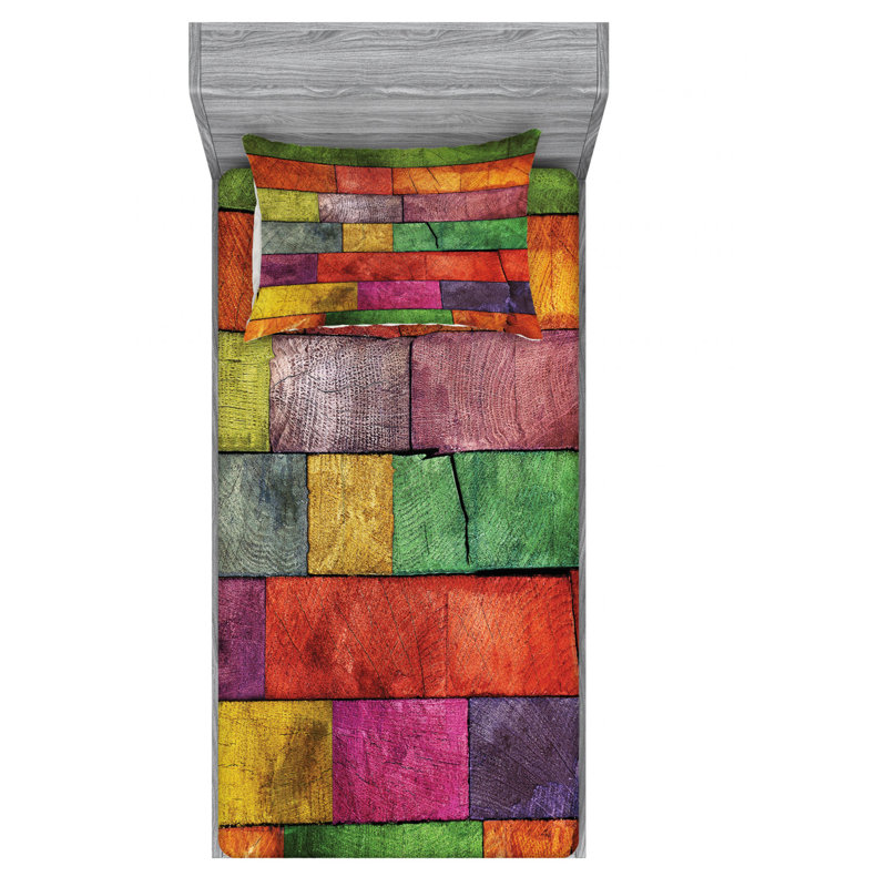 Microfiber Geometric Sheet Set, Twin Sheet Set with Fitted Sheet