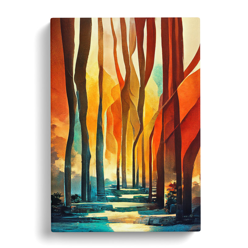 Torn Abstract Forest No.6 - Wall Art, 50cm H x 35cm W, Wrapped Canvas, No Matte