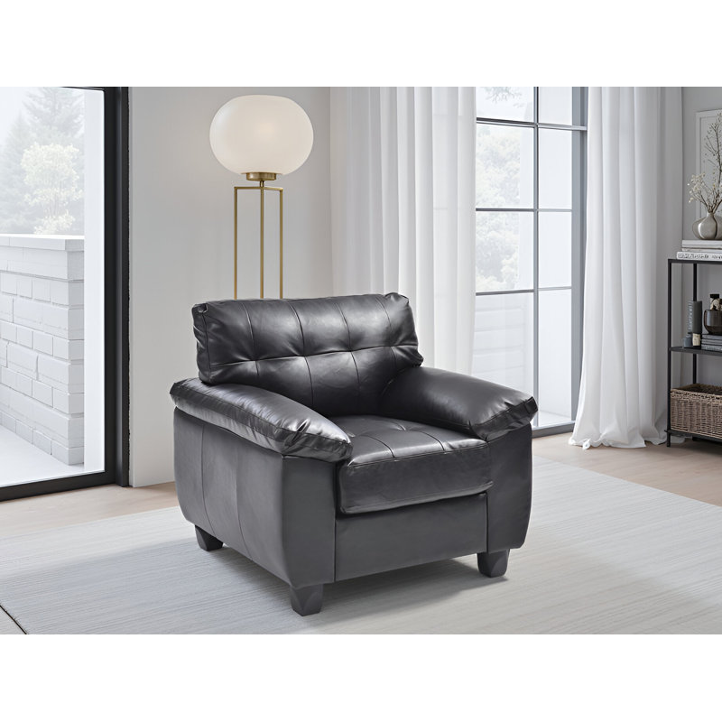 Chaise en similicuir Rimouski, Similicuir noir