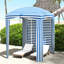 Parasol de plage avec options murales amovibles - Rayures bleues et blanches, 5,9 pi x 5,9 pi, portatif, coupe-vent, sacs de sable, sac de transport 5,9 pi x 5,9 pi murs blancs, garde, sac-542280122