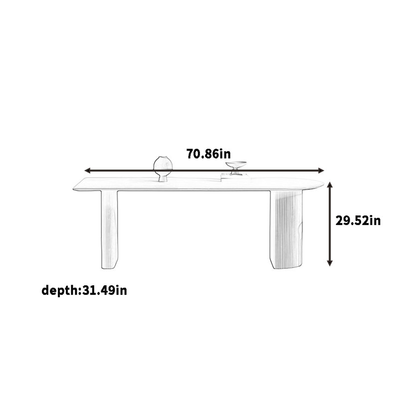 Table de salle à manger en pierre de la péninsule française, robuste, H 29,52 po x L 70,86 po x l 31,49 po