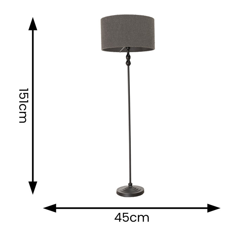 Reselva 151cm Matte Traditional Floor Lamp, Charcoal