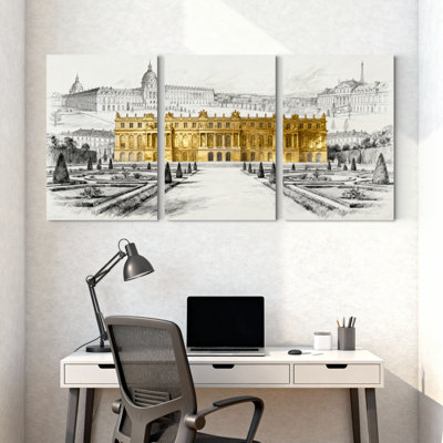 Landmark Building Golden Palace, ensemble de 3 reproductions d'art sur toile