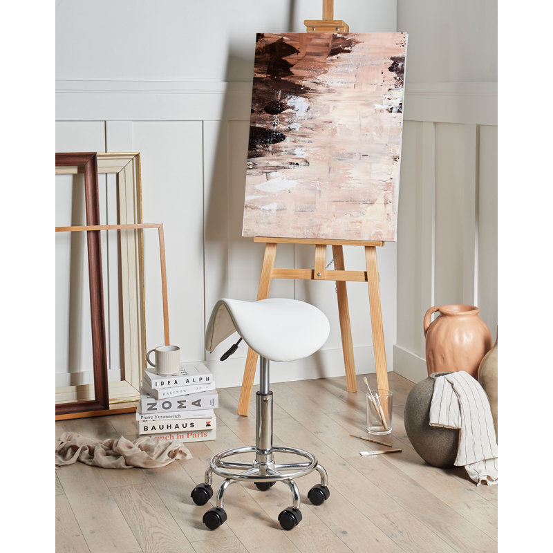 Adjustable Height Ergonomic Active Stool with Footrest, White