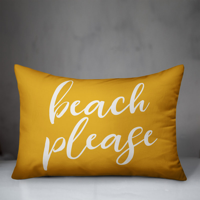 Textual Outdoor Throw Pillow, Yellow