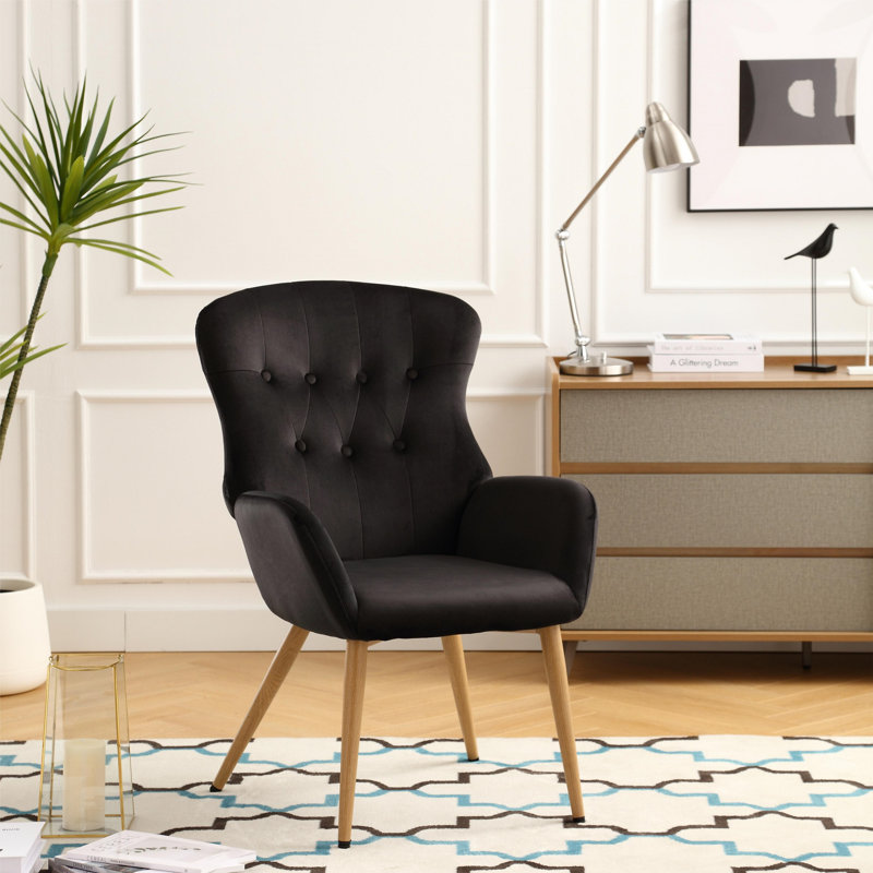 Fauteuil d'appoint à oreilles Jennevieve, Noir