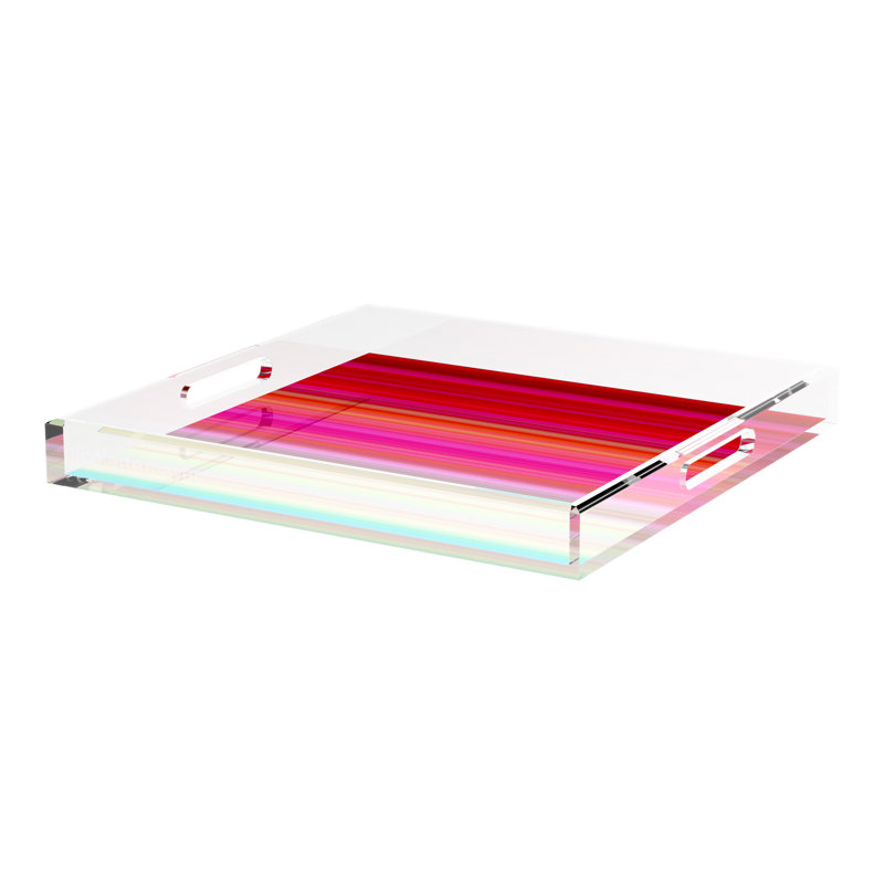Gradient Red Acrylic Square Decorative Tray, 18"W x 18"D x 2"H