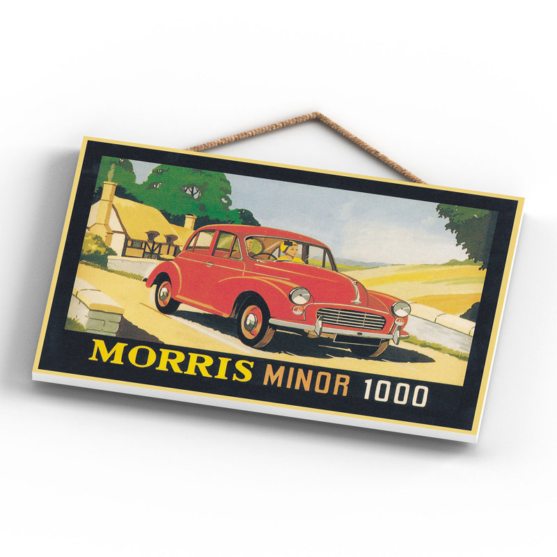 Morris Minor Vintage Retro Poster Design On Wooden Plaque