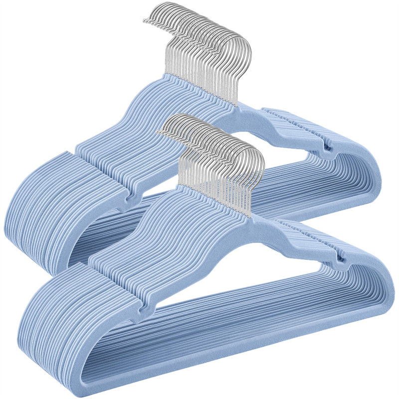 Cintre standard en velours Niniola, Bleu pâle, 50