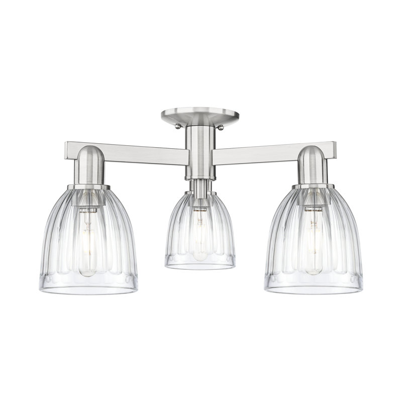 Plafonnier semi-encastré 3 lumières Arcadia - Cozine, Nickel satiné brossé