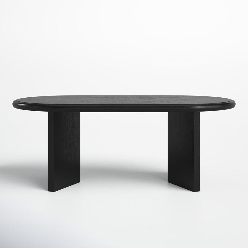 Matte Black Solid Mango Wood Minimalist Coffee Table