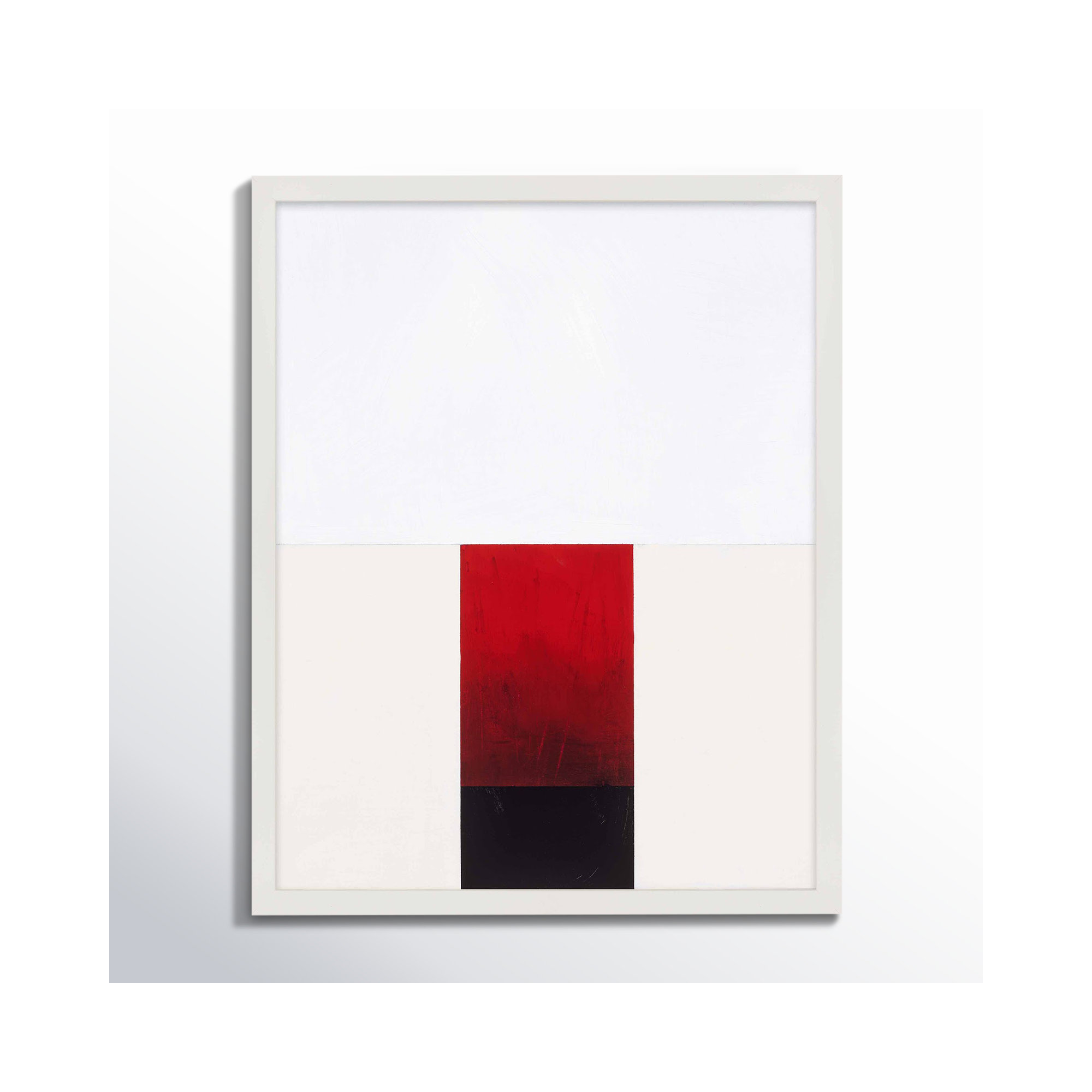 Tempo With Red 2 by Robert Kamnatnik, White Framed Paper, 20" H x 16" W x 1.25" D