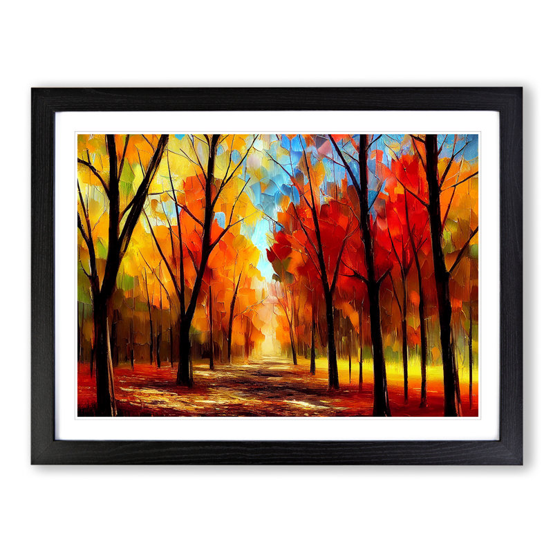 Amazing Autumn Forest Vol.2 - Single Picture Frame Painting, 34cm H x 46cm W x 2cm D, Black Framed