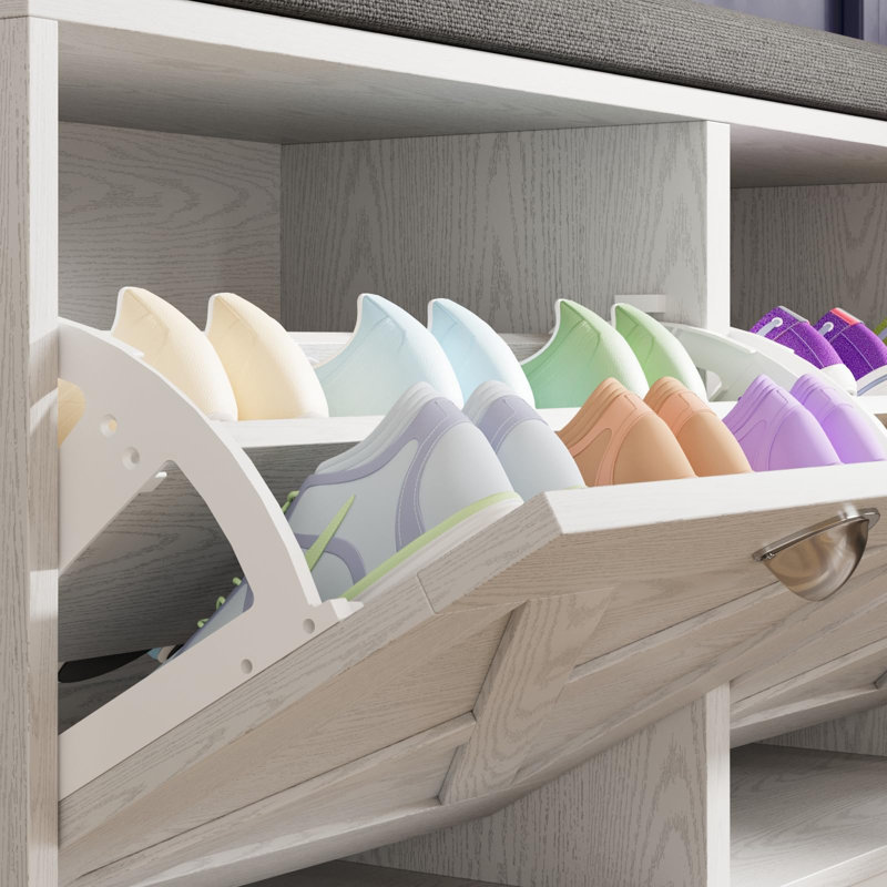 Banc de rangement 12 paires de chaussures, Blanc