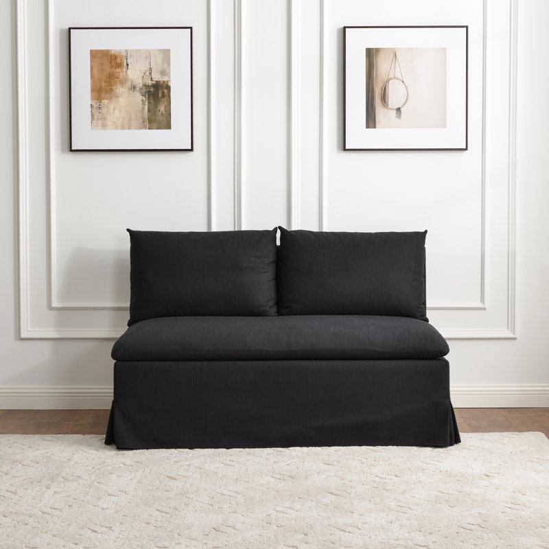 Crampton Performance Fabric Down Fill Slipcover Dining Bench, Black