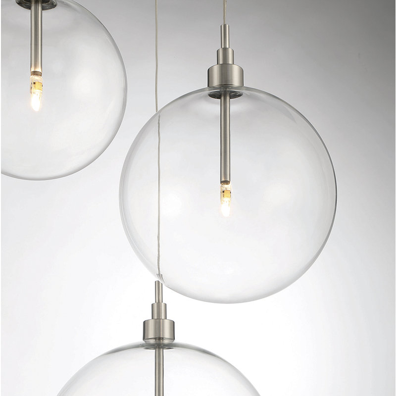 Lustre 5 lumières Jensi en nickel brossé, Nickel brossé
