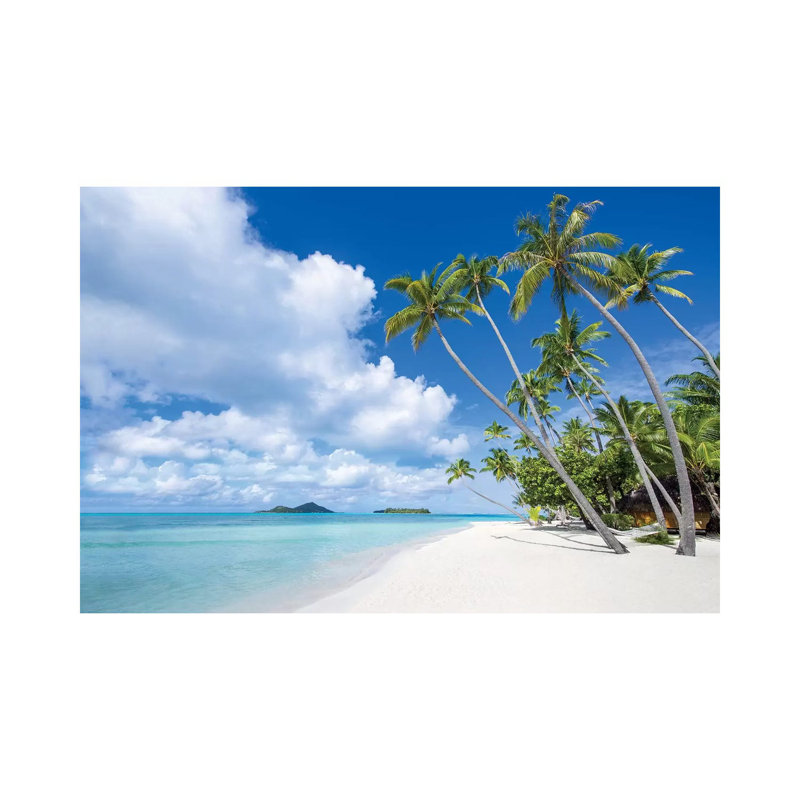 Palm Trees A The Beach, Bora Bora Atoll - Wrapped Canvas Gallery-Wrapped Canvas Giclée, 20.32 cm H x 30.48 cm W