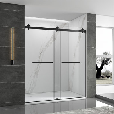 72"x 76" Frameless Tempered Sliding Glass Shower Door 