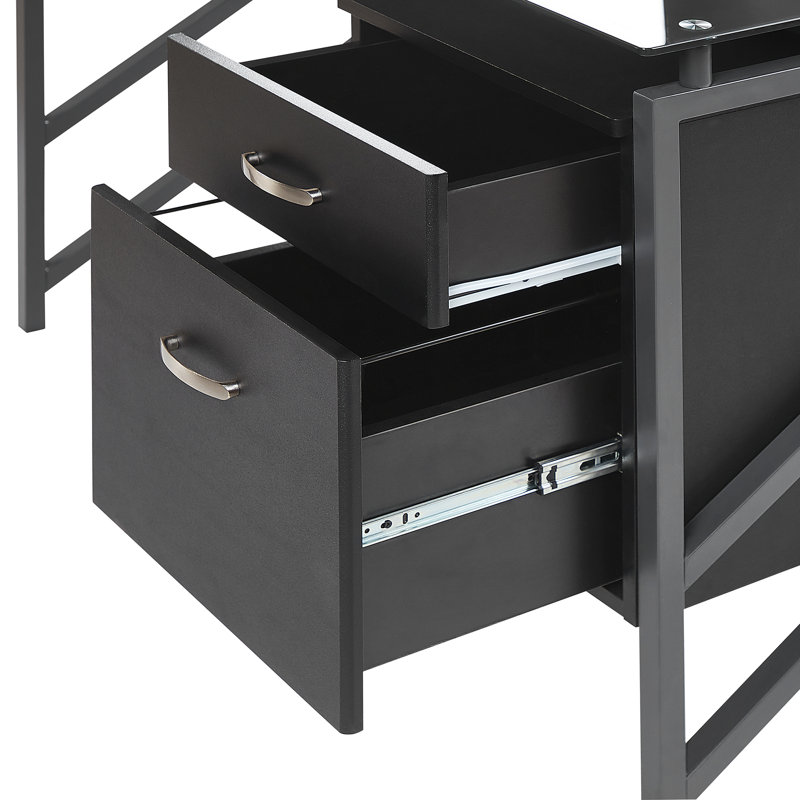 O'Brien Glass Top Metal Base Writing Desk