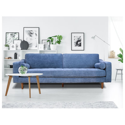 Canapé Anderson 90" capitonné bleu denim