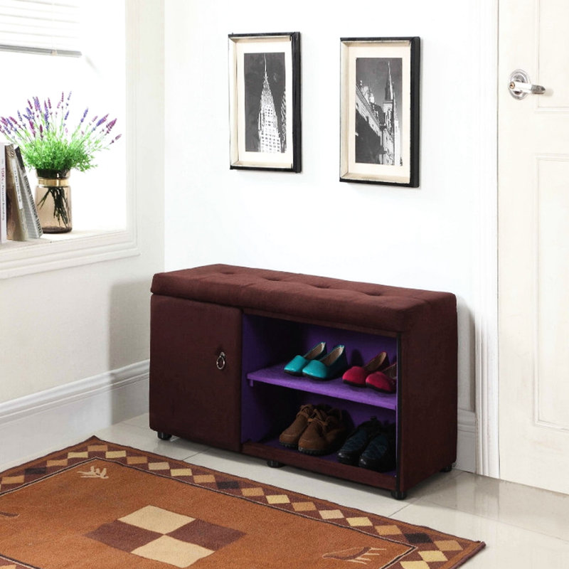 Brown 18" Storage For Shoes - Spacious Interior & Double Hinges High Shoe Holder In Versatile