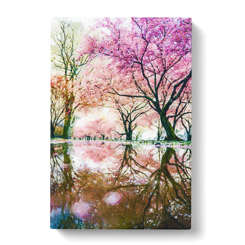 Reflection Of The Blossom Trees - Wrapped Canvas, 50cm H x 35cm W x 3cm D