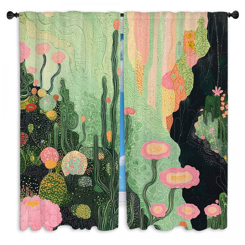 Rideaux bohémiens floraux de jardin - 2 panneaux, L 40 po x L 61 po