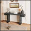 Console très large en placage de bois véritable de 66 pouces, design minimaliste pour entrée, couloir, salon et bureau personnel en noir-487865816