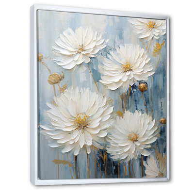 «White and Blue Chrysanthemums III» sur impression sur toile