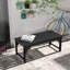 Banc de jardin en bois, banc de parc extérieur avec siège à lattes, banc de véranda sans dossier avec siège incurvé pour véranda, jardin, bord de piscine, terrasse, noir