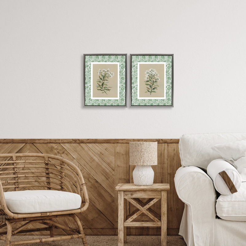Ensemble de 2 cadres flottants Green Botanical, H 21 po x l 17 po, Cadre flottant gris lustré