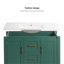 Meuble-lavabo vert 36 po avec lavabo simple, armoire encastrée combinée, armoire de rangement pour salle de bain avec 2 portes et 2 tiroirs, fermeture en douceur, rangement multifonctionnel