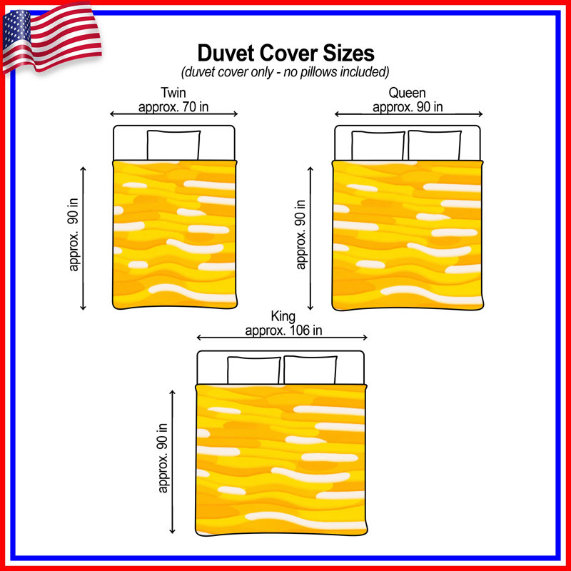 Housse de couette abstraite Yellow Waves Bedding, Grand lit