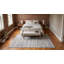 Tapis ivoire en laine noué à la main à texture géométrique moderne et subtil-616704282