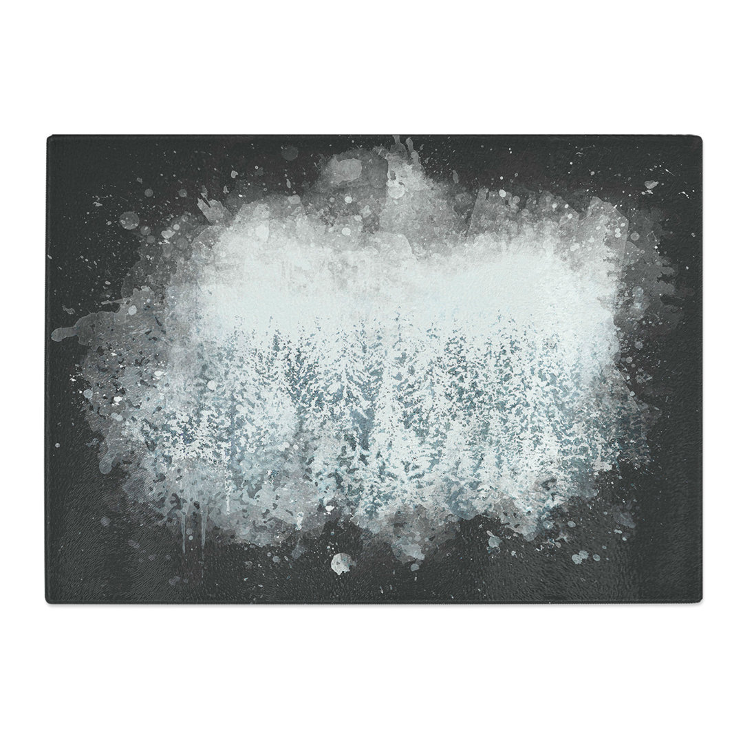 Tempered Glass Winter Forest Paint Splash Chopping Board