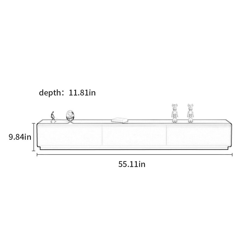 Meuble télé haut de gamme italien, 9.84" H x 55.11" W x 11.81" D