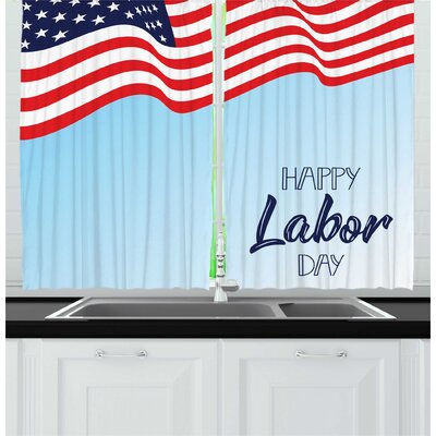 2 Piece Labour Day Waving Flag with Hand Drawn Wording in the Sky Kitchen Curtain Set -  East Urban Home, AF8D1C9CE1384E06B2CF49066459BFE6