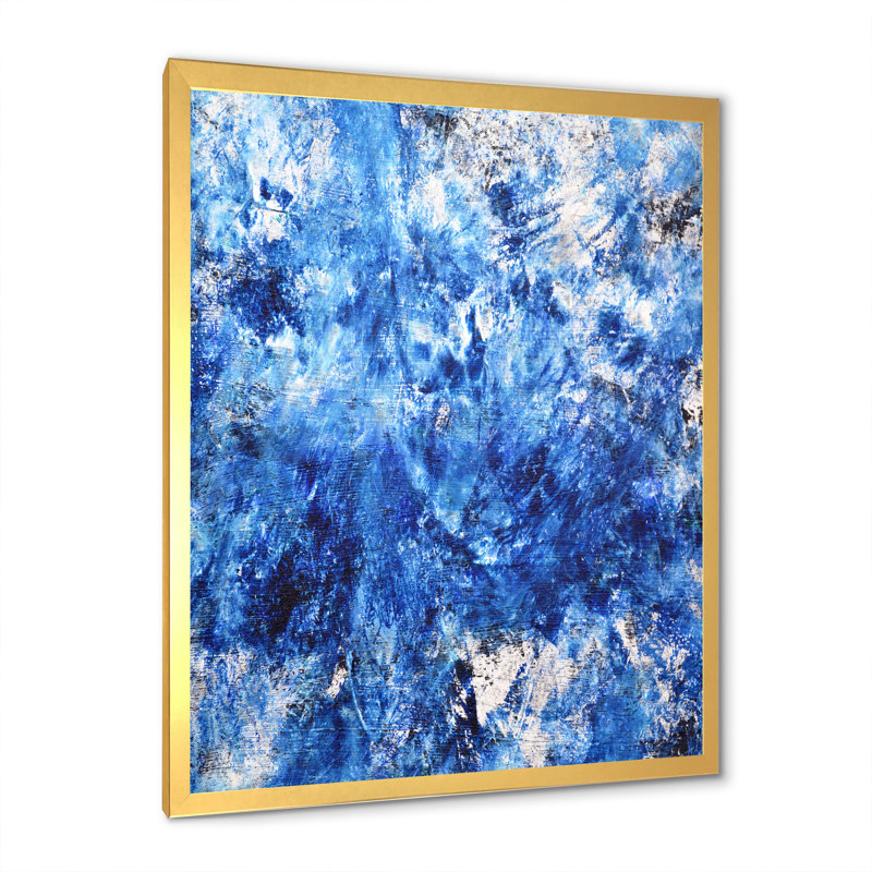 Art moderne gris et bleu II 2FDP47729, H 20 po x l 12 po x P 1 po, Encadrement doré
