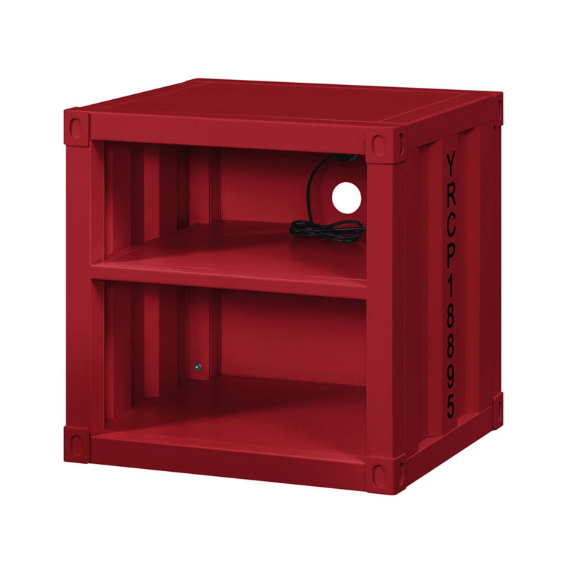 Cargo Red Finish Nightstand W/USB