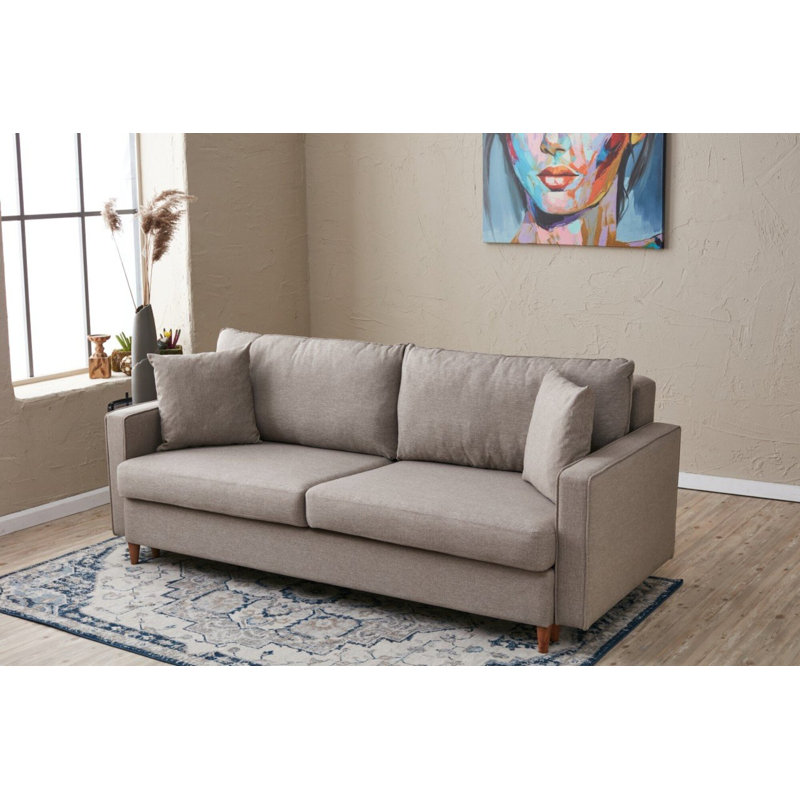Canapé-lit rembourré 82,7 po Sulayman, 100 % polyester crème
