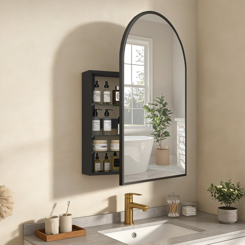 Armoire à pharmacie Tabbatha, Noir, H 36 po x l 24 po x P 4,6 po