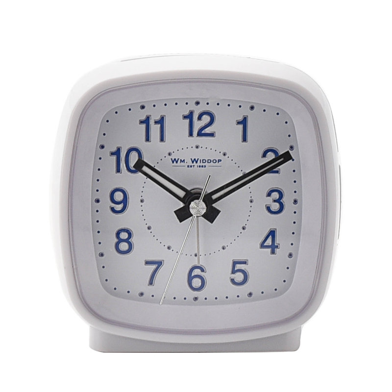 Analogue Quartz Movement / Crystal Alarm Tabletop Clock in White