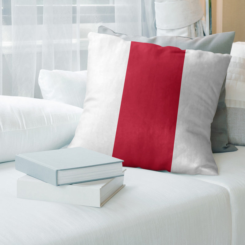 Housse de coussin décoratif en football atlanta retour, 20 po x 20 po, Blanc / Rouge, Faux lin