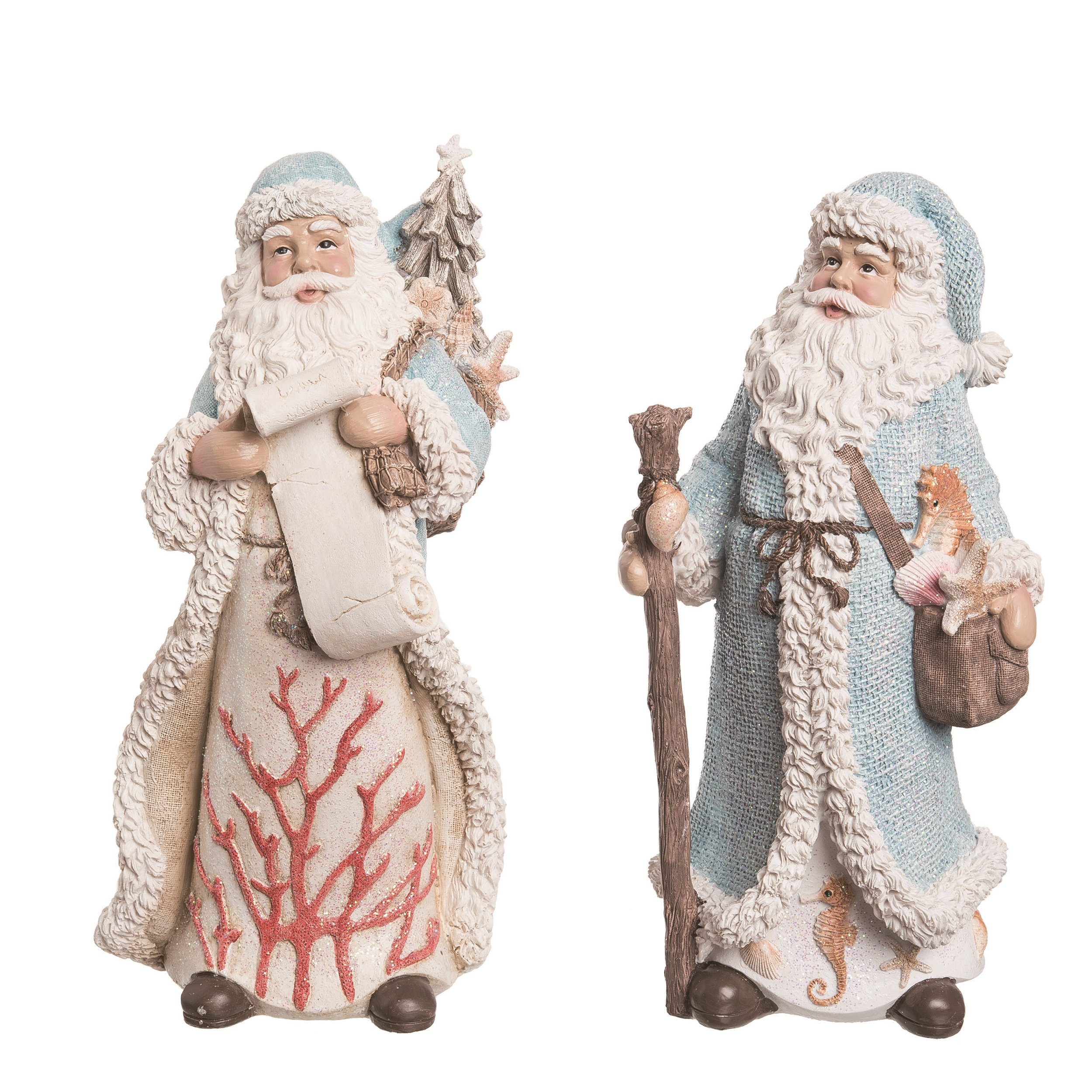 The Holiday Aisle® Resin Seaside Santa Figurine Set of 2 Christmas Home ...