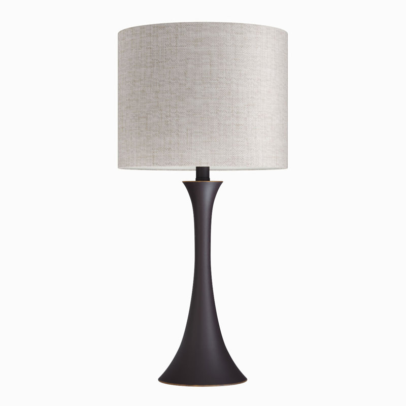 Contemporary Accent Table Lamp, Light Beige, Oil Rubbed Bronze