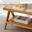 Table basse moderne en verre tressé et en bois massif-2142302310
