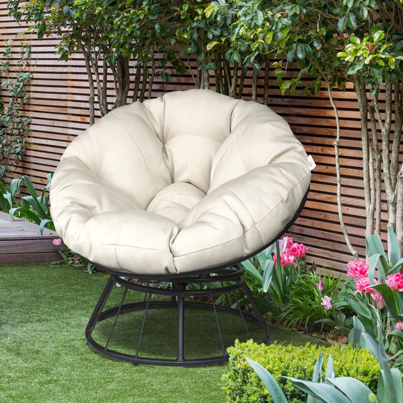 Fauteuil Papasan d'extérieur pivotant à 360 degrés, Beige
