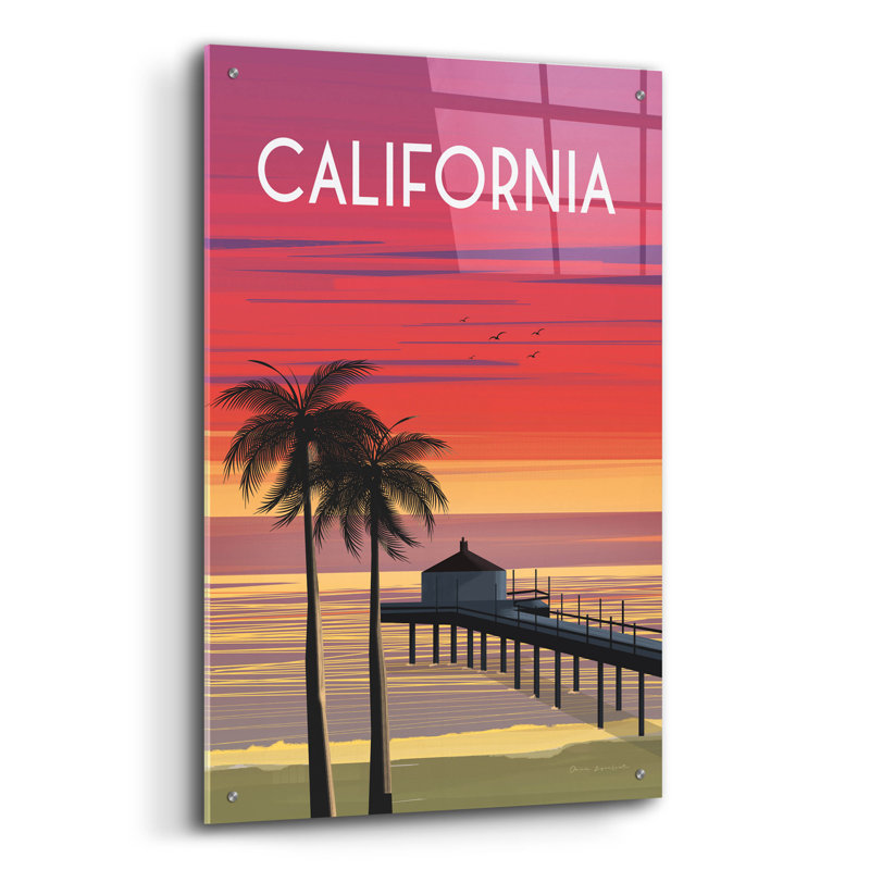 «California» par Omar Escalante, art mural en verre acrylique, H 36 po x l 24 po x P 0,2 po